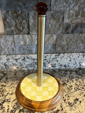 Mackenzie-Childs Parchment Check Paper Towel Holder.  EUC! Retired and HTF.